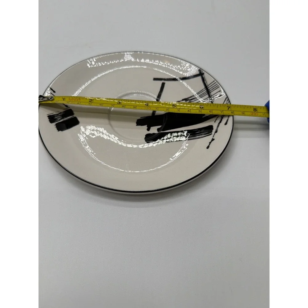 Sango Larry‎ Laslo Calligraphy Dinnerware Set 1986 Vintage Black White 12 Piece